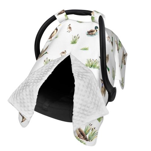 Mallard Duck Carseat Covers Baby, Winter Carseat Cover for Baby, Minky Baby Car Seat Cover for Boy & Girl, Peekaboo Opening Car Seat Canopy for Newborn, Multi Use Mom Nursing Cover, Mallard Duck