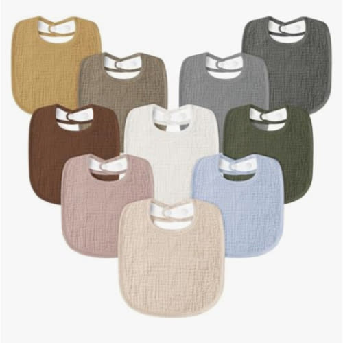 Susurration Muslin Baby Drool Bibs 10Pack Soft Square Adjustable Bandana Bibs for Unisex Baby Girls & Boys (Basic) : Amazon.com.au: Baby