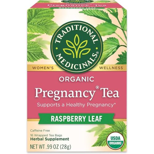 Traditional Medicinals Tea, Organic Pregnancy Tea, Supports a Healthy Pregnancy, Raspberry Leaf and Spearmint, 16 Tea Bags