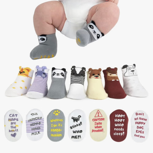 ZIRI & ZANE Baby Sock Gift Set - 7 Unique Pairs, Cute & Funny Unisex Newborn Gifts for Baby Showers & Registries