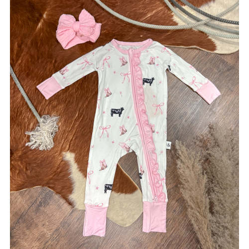 Boots, Bows & Bovine Bamboo Sleeper – Littles SK Boutique