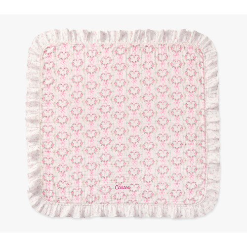 LoveShackFancy Floral Heart Oversized Organic Muslin Baby Blanket