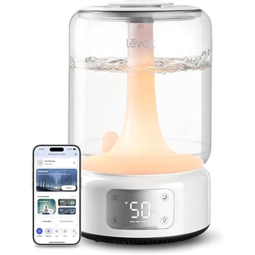 LEVOIT Humidifiers for Bedroom Large Room Home, 6.2L Dishwasher Safe, Cool Mist Humidifier for Baby & Plants, Top Fill Easy to Clean, Quiet 26dB, Smart App & Voice Control, Essential Oil Diffuser