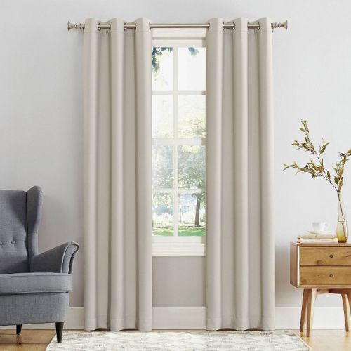 54"x95" Sun Zero Blackout Kenneth Energy Saving Grommet Curtain Panel Cream: Modern Solid Indoor Curtain Panel