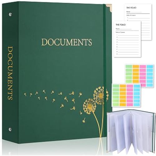XKDOUS Important Document Organizer 3 Ring Binder Folio Folders for Papers