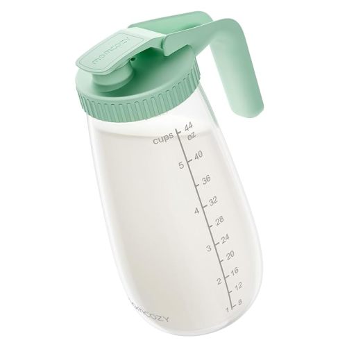 Momcozy Breast Milk Pitcher, Glass Storage Container Wide Mouth, 32oz Gray