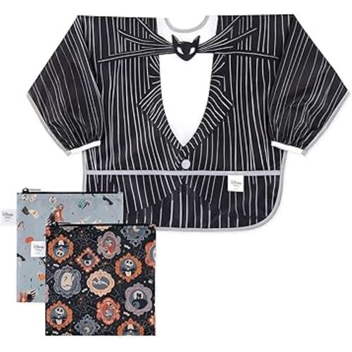 Bumkins Disney Sleeved Bib and 2-pack Snack Bags, Nightmare Before Christmas