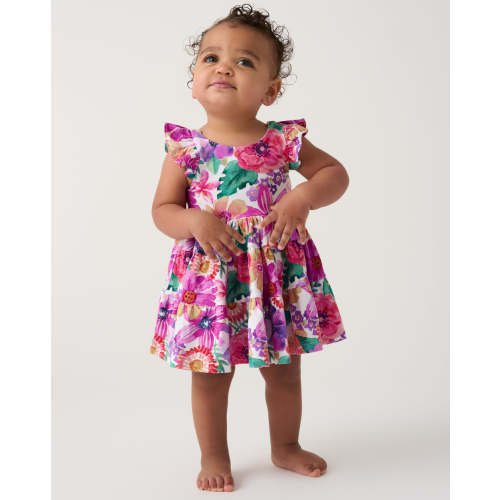 Hibiscus Blooms Tiered Flutter Dress with Bloomer