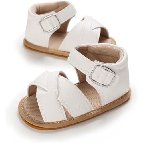 SOFMUO Baby Girls Boys Sparkly Bowknot Sandals Premium Soft Anti-Slip Rubber Sole Infant Summer Outdoor Shoes Toddler First Walkers