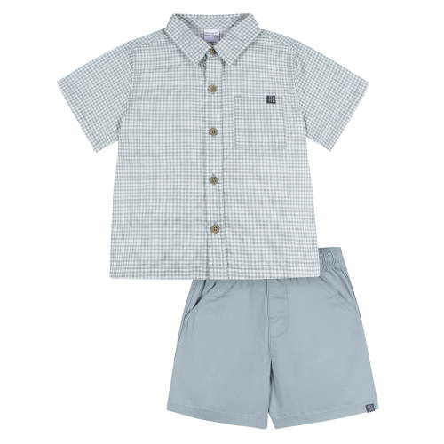 Modern Moments by Gerber Baby and Toddler Boy Button Front Shirt and Short Set, 2-Piece, Sizes 0/3 Months - 5T