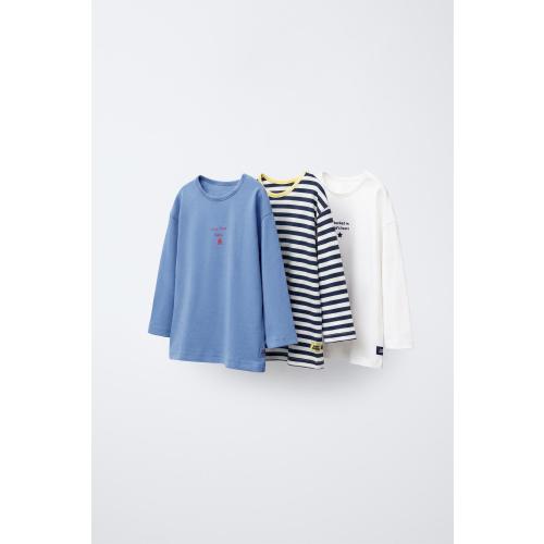 THREE-PACK OF LABEL T-SHIRTS - Blue / White | ZARA United States