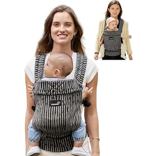 GROWNSY Baby Carrier Newborn to Toddler, Ergonomic Baby Toddler Carrier Wraps with Head Support, Easy to Wear, Infant Carrier Baby Gift, Travel and Hiking Friendly, for 7 to 44 lb (Flow-Stripe)