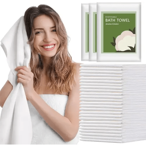 Disposable Bath Towels, 25 Pack 55" x 27.5" Ultra-Soft and Quick Dry Bath Towel, Portable Salon Towels for Travel Sauna Spa Beach Gym