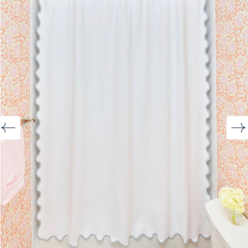 Weezie Scallop Shower Curtain (Long) - grey on white