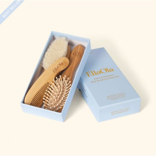 EllaOla 3-Piece Baby Bamboo Brush & Comb Set
