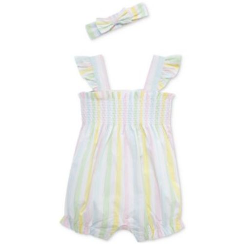 Baby Girls 2-Pc. Candy Stripe Bubble Romper & Headband Set