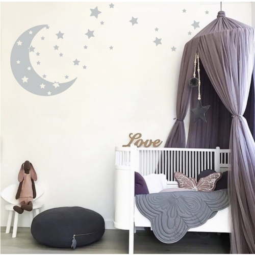 Moon and Stars Night Sky Vinyl Wall Art Decal Sticker Design for Nursery Room DIY Mural Decoration