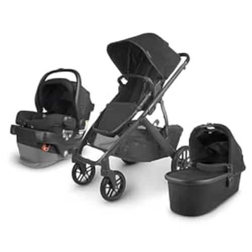 UPPAbaby Travel System, includes Vista V2 Stroller + Mesa V2 Car Seat Combo/Bassinet, Toddler Seat, Rain Shield, Storage Bag, Car Seat, Base + Robust Infant Insert Included/Jake (Charcoal)