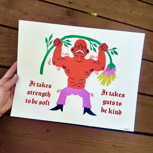 Strong man - blind the sun art print