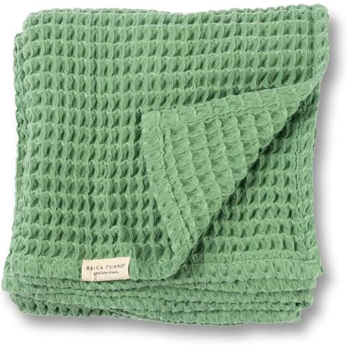 Bella Tunno Waffle Baby Blanket, 100% Cotton, Soft, Breathable & Lightweight, 40" x 40" Swaddle Blanket for Newborns, Infants, Boys & Girls, Cozy Throw for Crib, Stroller, Travel & Nursery (Sea Foam)