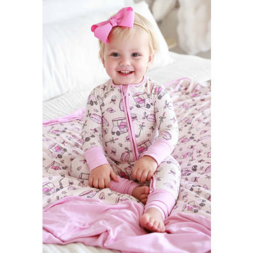 Convertible Zip Romper in Caddie Crew Pink | Caden Lane