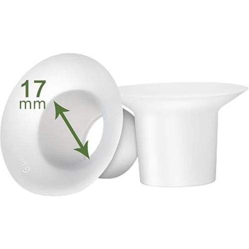 17mm Silicone Flange Inserts for Spectra S1 S2, Medela Breast Pump Shields, Freestyle, Harmony, Sonata to Reduce 24mm Elastic Nipple Tunnel Down to 17mm; Also Fits Freemie 25mm Cups; 2pc/Each