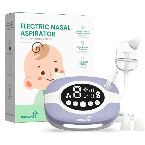 GROWNSY Electric Nose Suction for Baby, Hospital-Grade Nasal Aspirator with Night Light,Soothing Lullabies, Baby Nose Sucker with 9 Adjustable Suction Levels, Purple