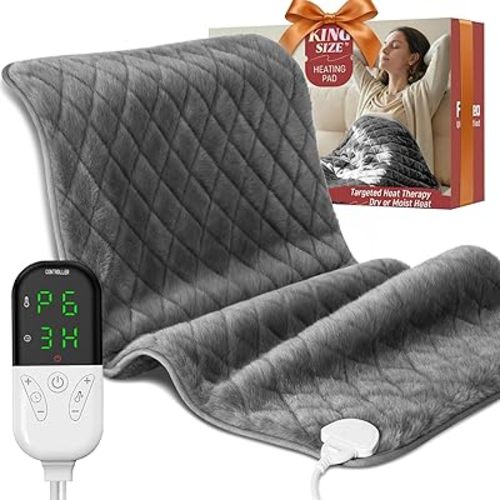 Heating Pad for Back & Period Cramps – 35"x20" King Size, Fsa Eligible Items Hsa, Heating Pads for Shoulder Neck Knee Arms Legs, Dry/Moist Heat, Auto Off, Washable, Birthday Gifts for Women & Men