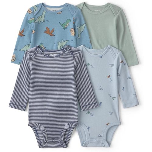 Carter's Boy 4-Pack Long Sleeve Bodysuits, Multi Milk & Cookies, 3M