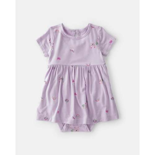 Baby Girl Fairytale Short-Sleeve PurelySoft Bodysuit Dress - Purple | Carter's