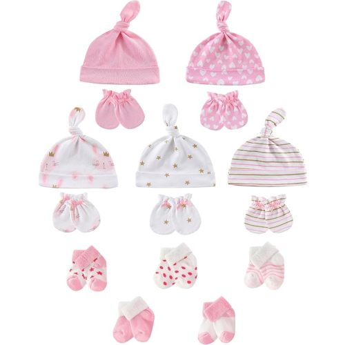 ZAVBABY Baby Boy Hats Mittens and Socks Set Cotton Newborn Girl Hat Glove 0-6 Month