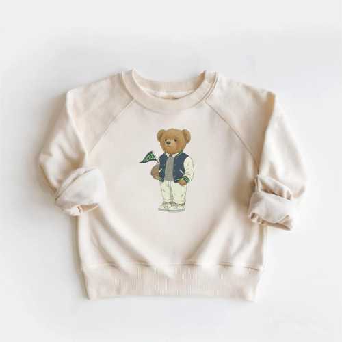 Toddler Seattle Football Vintage Bear Sweatshirt: Crewneck Kids Size Pullover
