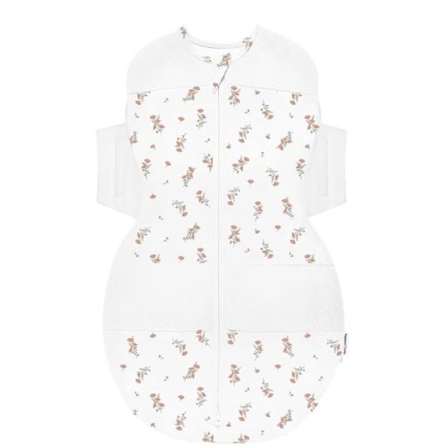 Happiest Baby SNOO Sleep Sack - 100% Organic Cotton Baby Swaddle Blanket - Doctor Designed Promotes Healthy Hip Development (Ivory Wildflowers, X-Large)