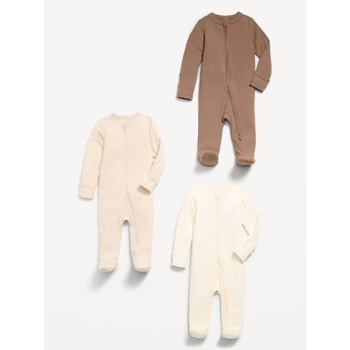 Ribbed 2-Way-Zip Sleep & Play Footed One-Piece 3-Pack for Baby