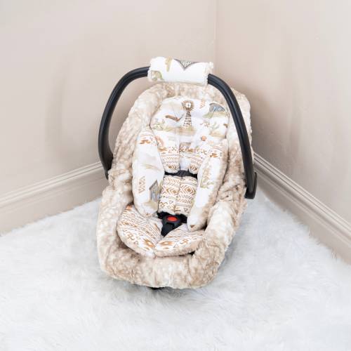 Wild West Coyotes Baby Boy Car Seat Insert Cushion Accessories - Head and Body Rest - Straps Cushions - Personalized Printed Name