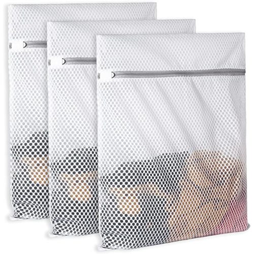 3Pcs Durable Honeycomb Mesh Laundry Bags for Delicates 125gsm Net Fabric Durable and Reusable Delicate Wash Bag,Organization Bag for Lingerie,Sock,12 x 16 Inches(3 Medium)