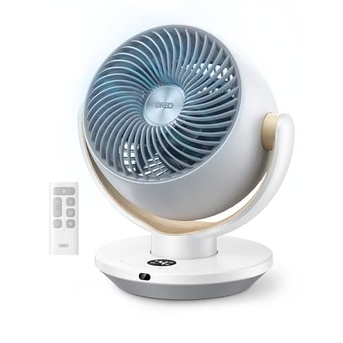 DREO Fan for Bedroom, Desk Air Circulator Fans with Remote, 11 Inch Table Fan for Whole Room, 65ft Powerful Airflow, 120° Vertical Manual and 90° Oscillating, 4 Speeds, 8H Timer, 25dB Quiet, Home