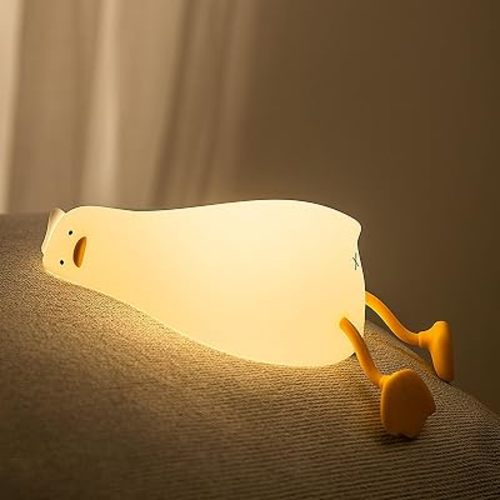 Cute Rubber Duck Night Light for Kids,Squishy Silicone Rechargeable Lamp