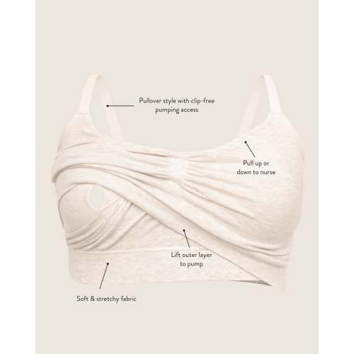 Sublime® Bamboo Hands-Free Pumping Lounge & Sleep Bra | Oatmeal Heather - Kindred Bravely