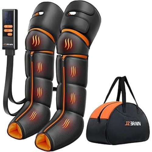 JZBRAIN Leg Massager with Heat and Compression : Foot and Calf Massager for Circulation and Pain Relief, Sequential Compression Boots with 6 Modes, 9 Intensity, 3 Heat - Gifts for Mom, Dad, Him, Her