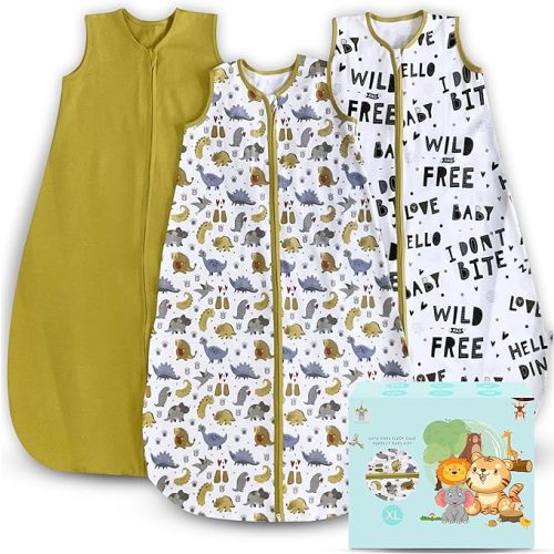 Cute Castle Baby Sleep Sack 18-24 Months - Lightweight 100% Cotton 2-Way Zipper TOG 0.5 Infant Wearable Blanket, Newborn Essentials Toddler Sleep Clothes, 3 Pack(Dark gray, Light gray, Bear)