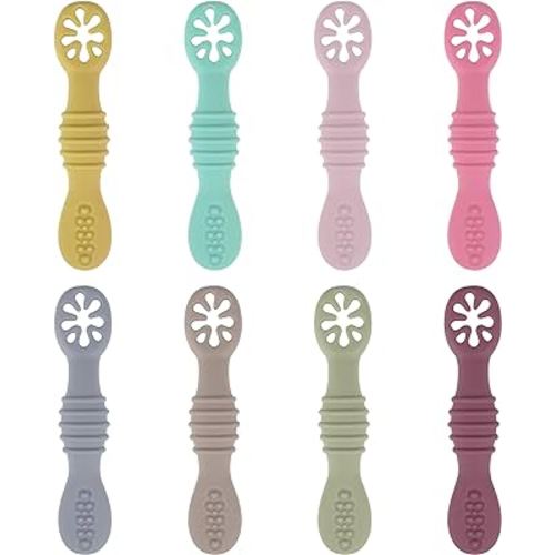 8 Pcs Baby Led Weaning Utensils, First Stage Silicone Baby Spoon, Multicolor Baby Spoons Self Feeding 6+ Months, Cucharas para Bebes for Solids and Purees