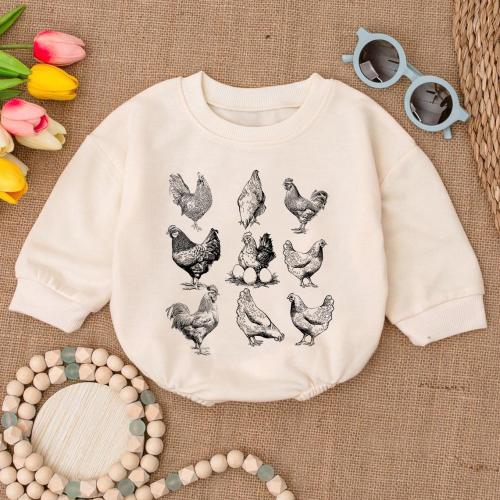 Vintage Chicken Baby Romper, Farm Life Baby Bodysuit, Funny Chicken Sublimation, Chicken Lover Gift, Cute Farming Outfit