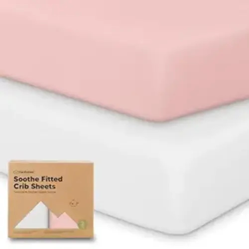 KeaBabies 2-Pack Organic Cotton Crib Sheets for Boys, Girls - 52x28 Fitted Crib Mattress Sheet Neutral, Breathable Cover for Baby Bed Set, Toddler Mattress, Soft & Cute Prints (Rose)