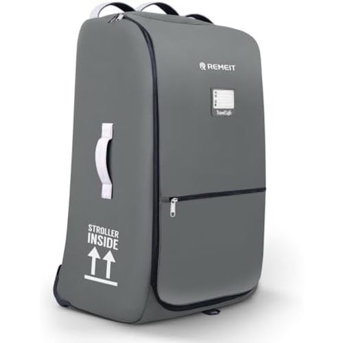 Stroller Bag for Airplane, Stroller Travel Bag Compatible with UPPAbaby Vista V1 V2 V3, Cruz V1 V2 V3, Rolling Wheel Bag with Storage Pocket, Multiple Handles,Luggage Tag for Flight Travel,Grey