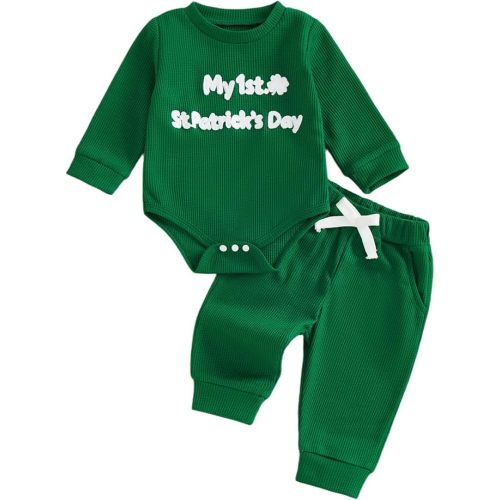 MERSARIPHY Newborn Baby Boy Fall Winter Clothes Mama's Boy Little Dude Outfit Embroidery Waffle Knit Romper Pants Sets