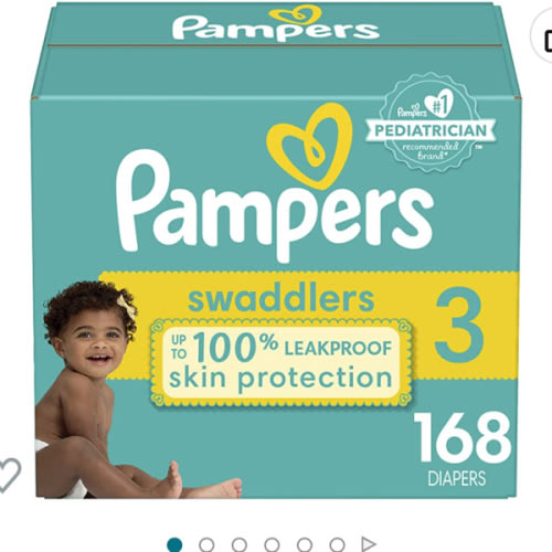 Diapers Size 3, 168 Count - Pampers Swaddlers Disposable Baby Diapers, (Packaging May Vary)