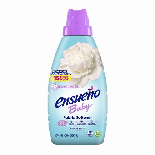 Ensueno Baby Hypoallergenic Liquid Laundry Fabric Softener, Baby Powder Scent, 45 fl oz with Aloe Vera