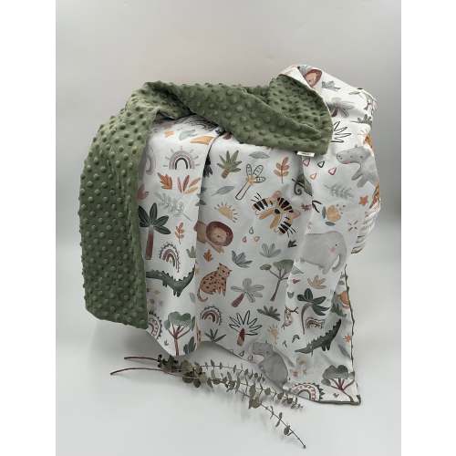 Safari Animals Minky Baby Blanket: Personalized Cotton or Double Minky