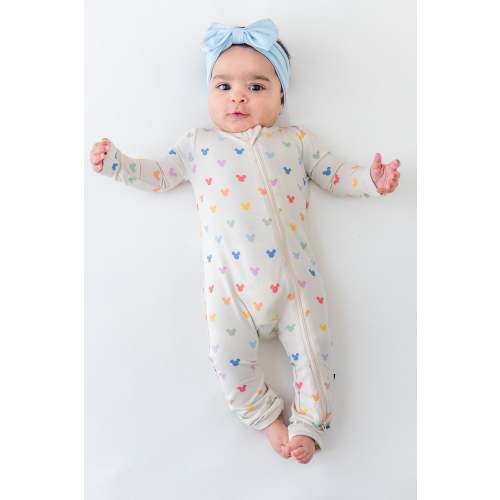 Zippered Romper in Pastel Mickey Mouse
